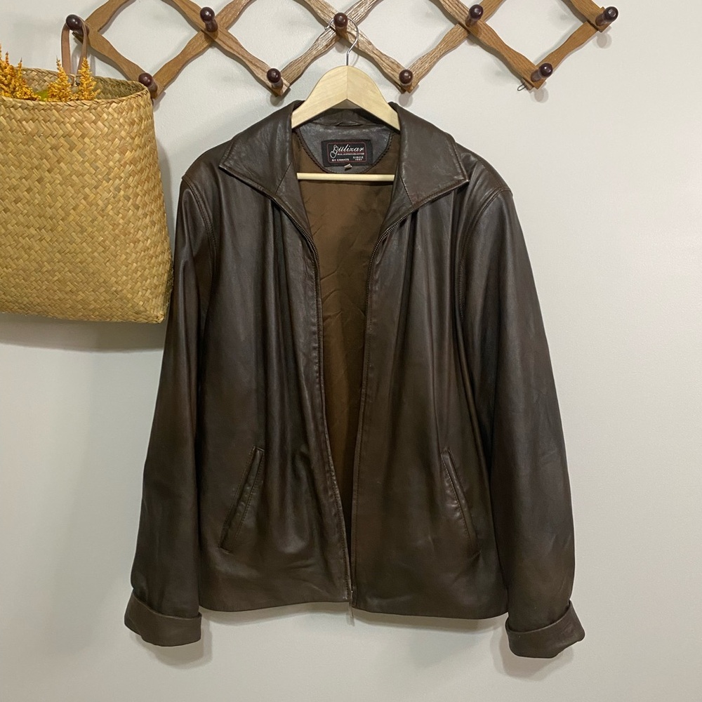 Gülizar by Canhüs Brown Lamb Leather Jacket